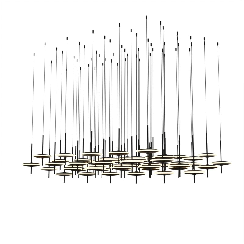 Pendant Lights for Living Room Design Led Modern Black Iron Art Circular Chandelier for Hotel Customized Large Chandeliers