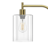 Modern Standing Tall Industrial Arched/Arc Floor Lamp with Glass Shade and 2 Bulbs Included