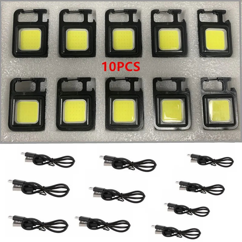 Mini LED 500mah Cold White Work Light Portable Pocket Flashlight Keychains USB Rechargeable For Outdoor Camping Small Corkscrew