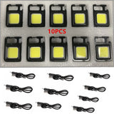 Mini LED 500mah Cold White Work Light Portable Pocket Flashlight Keychains USB Rechargeable For Outdoor Camping Small Corkscrew