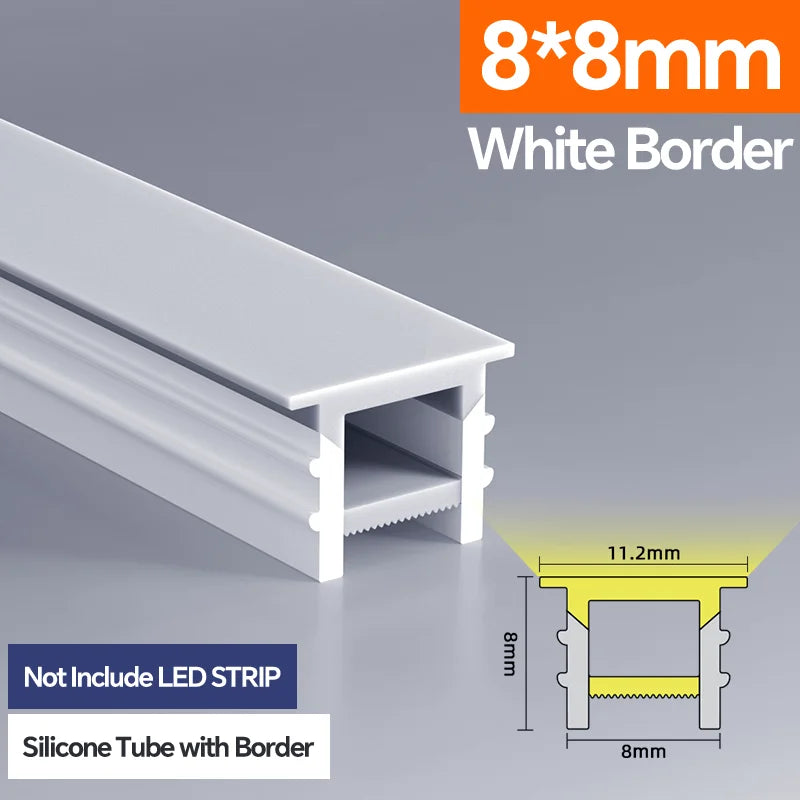 Light Strip Silicone Tube LED Diffuser Flexible Black and White Lampshade with Edge Contour Light Mask Plate Cover