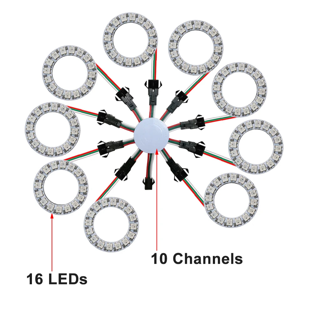 LED Sparkle Ring Light Circle Module WS2812B Individually Addressable RGB Atmosphere Lamp 17 Key Music Remote Control for Party