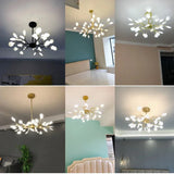 Modern Firefly LED Chandelier Black Gold for Living Room Bedroom Hall Home Decor Indoor Lighting Minimalist Ceiling Pendant Lamp
