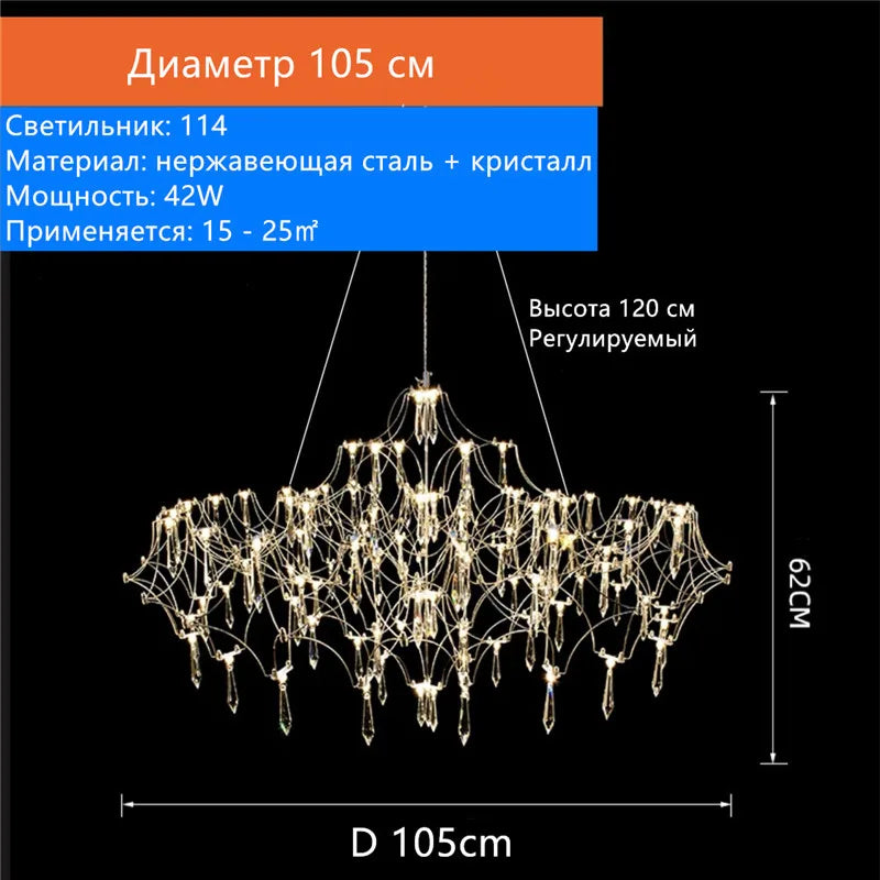 Starry Crystal Chandelier Living Room Light Luxury Modern Hotel Villa Duplex Bedroom Restaurant Fireflies Ceiling Ceiling Light