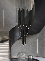 LED Modern Minimalist Long Strip Hanging Staircase Pendant Light Attic Pendent Lamp Villa Living Room Dining Room Chandelier
