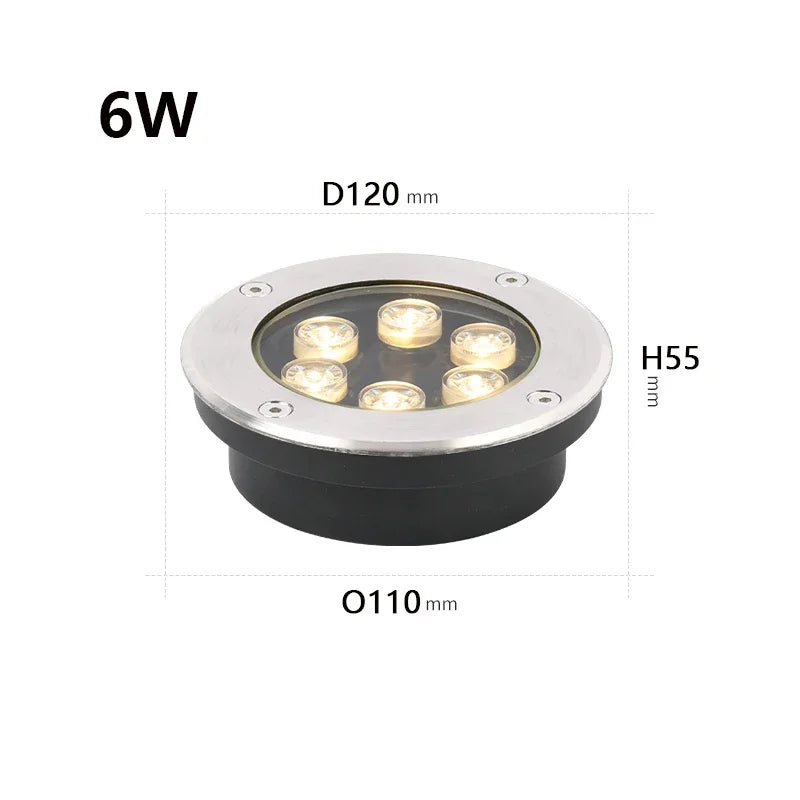 Ultra-Thin IP67 Waterproof LED Buried Light - 3W 5W 9W Outdoor Garden Path Spotlight