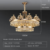 Building Home Atmosphere Living Room Postmodern Light Luxury Double-Layer Crystal Chandelier Villa Building Duplex Pendant Light
