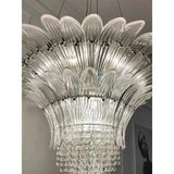 Petal Glass Flower Pendant Ceiling Lamp Minimalist Art Crystal Fringe Lamp for Living Room Staircase Villa Foyer Decor Lamp
