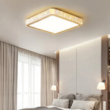 Modern Geometric Crystal Ceiling Light - Round & Square LED Lamp for Bedroom