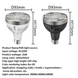 35W PAR30 E27 220V LED Light Spotlights Lamp 24 Degree Angle Cool Warm Neutral White 3000K 6000K For Show Room Shop Bar Decor