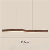 Retro Camur Linear Pendant Light Walnut Wood Grain Long Strip Lamps Restaurant Hanging Lamp Loft Artistic Creativity Dining Room