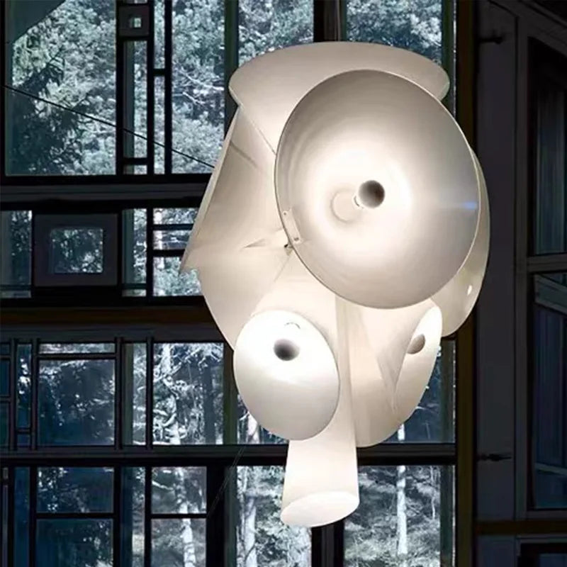 2026 Trumpet White Glass Pendant Lamp - Flared Shade Chandelier for Dining Room