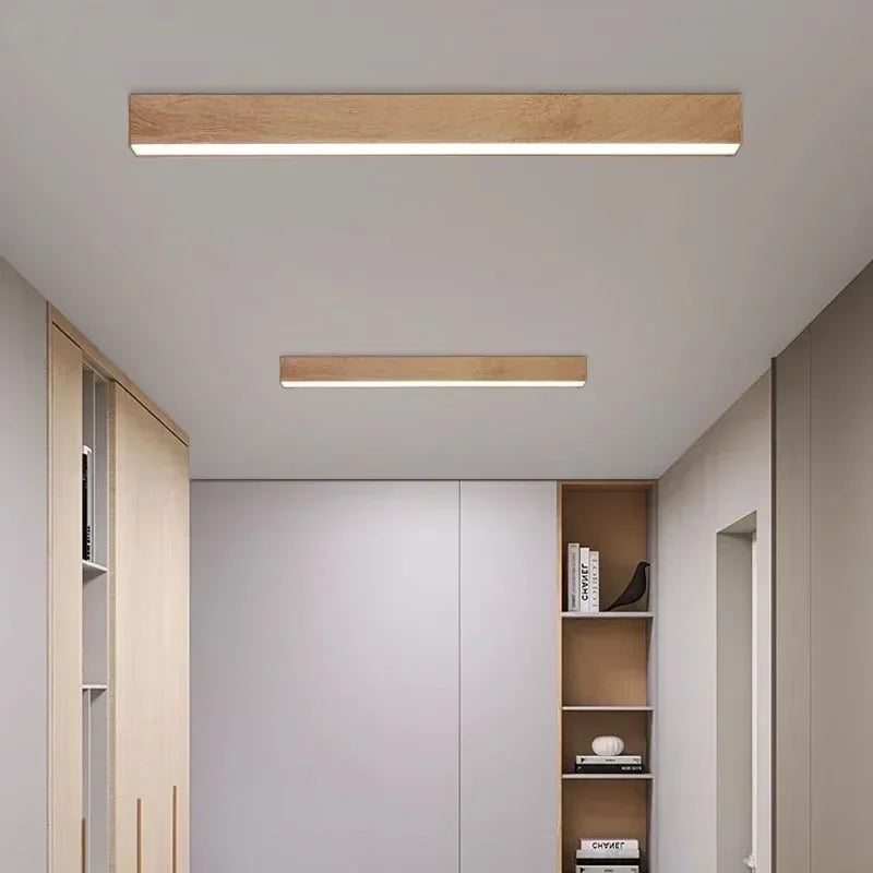 Modern LED Ceiling Lamp for Living Dining Room Long Strip Wooden Decor Lamps Entryway Bedroom Aisle Cloakroom Lighting Fixture