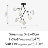 Modern Firefly LED Chandelier Black Gold for Living Room Bedroom Hall Home Decor Indoor Lighting Minimalist Ceiling Pendant Lamp