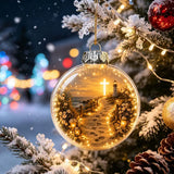 Vintage Winter Glowing Christmas Ball Ornament Plastic Acrylic LED Warm Lights 3D Christmas Hanging Bauble Shock-Resistant