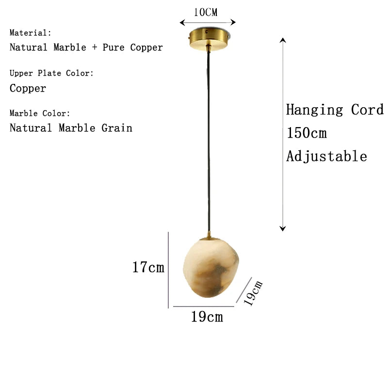 Luxury Marble Pebble Chandelier - Modern Alabaster Pendant Light for Staircase