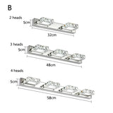 Square LED Mirror Light Bathroom Cosmetic room Round Crystal Wall Lamps 2-4head Stainless Steel indoor Lighting fixture