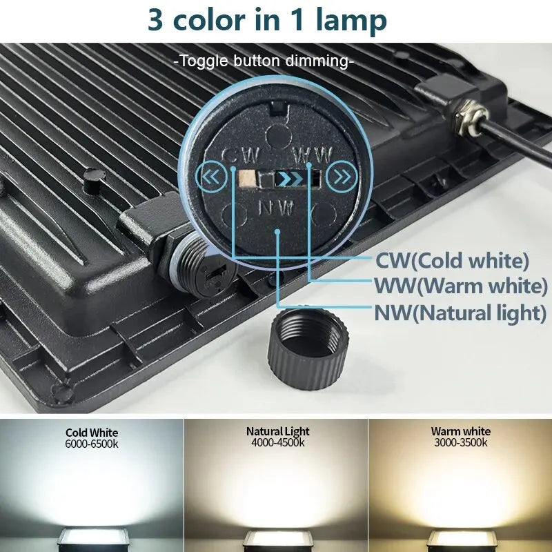 Led Floodlight 100W 80W 50W Dip Key Switch Led Spotlights For IP65 Outdoor Cold Neutral Warm White For Courtyard Garden Lighting