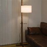 Wabi Sabi Wood Floor Lamp Designer Japanese Fabric Liftable Standing Lamp Office Coffee Reading Retro Study Vertical Lighting