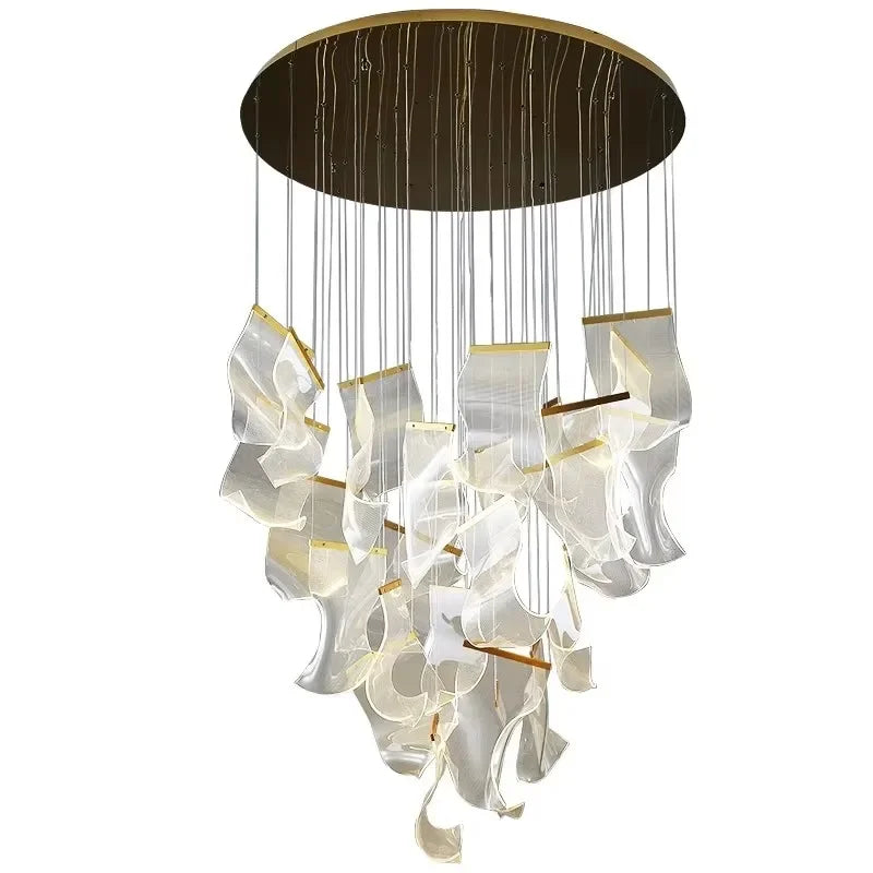 Nordic Lighting Guide LED Chandelier Duplex Rotating Stairs Postmodern Chandelier Creative Restaurant Pendant Light LED