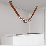 Italian Designer Loft Chandelier Leather Hanging Pandent Light  Suspension Lamp for Living Room Hotel Duplex Staircase