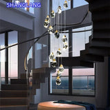 Nordic Villa Staircase Crystal Pendant Lights For Living Room Bedroom Kitchen Shop Home Decoration Chandelier Indoor Lighting