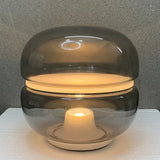 Luxury Designer Bedroom Marble Table Lamp Macaron Table Lamp Simple Smoky Grey Amber Glass Lamp Art Bedside Cute Night Light