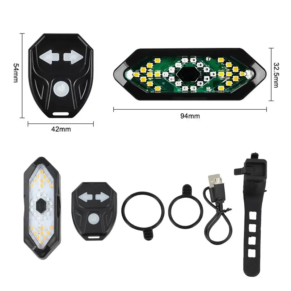 Wireless Turn Signal Bike Tail Light - Type-C Rechargeable Bicycle Warning Light