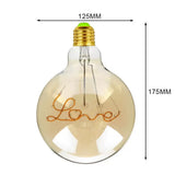 LOVE G125 220V 4W Dimmable Pink Red Yellow Edison Bulb Neon Letter Light Transparent Desk Light Ambient Light
