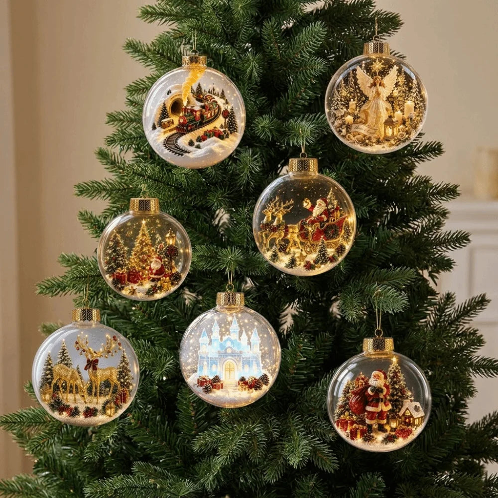 Acrylic Lighted Christmas Ball Ornament Transparent LED Lighted LED Christmas Tree Globe Decor Decorative