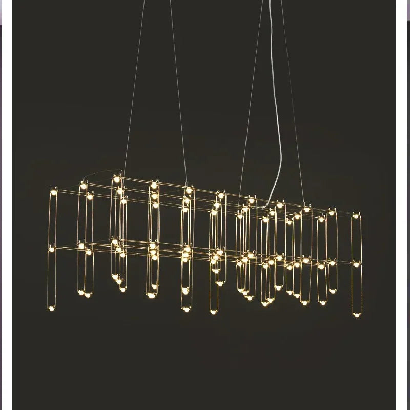 Nordic Creative Rectangular Luminaire Starry Chandelier Minimalist Front Desk Clothing Store Bar Rectangular Lighting