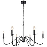 6-Light Iron Chandelier Black Farmhouse Chandelier Classic Candle Ceiling Pendant Light Fixture for Kitchen Island Dining Room