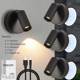 4-Pack Magnetic LED Wall & Table Lamp - Touch Dimmable 3-Color 350° Rotatable Night Light