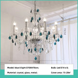 French Green Crystal Candle Chandelier Luxury Romantic Glass E14 Pendant Lights Living Room Art Decor Led Lamparas Bedroom Lamp