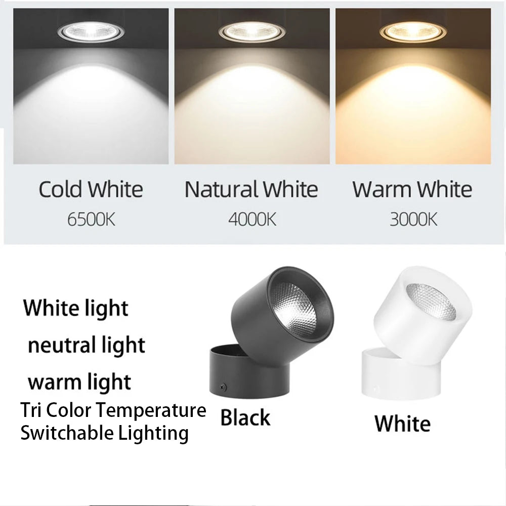 LED Downlights 3 Color Change Room Decor Fixture Foldable Spotlight In ...