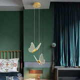 Nordic Luxury Creative Art Modern Transparent Butterfly LED Pendent Lamp Living Room Bedroom Background Acrylic Home Decoration
