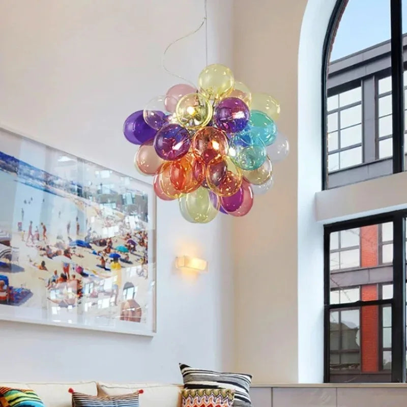 Modern Colorful Glass Ball Chandeliers For Living Bedroom Pendant Lamp Lustres Para Sala De Jantar Hanging