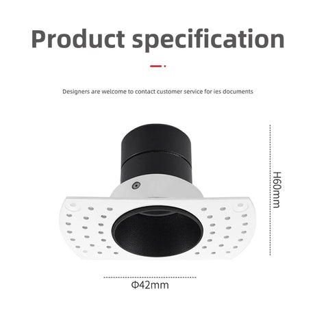 Led Frameless Recessed Downlight 5W Mini Spotlight Wall Washing Lamp Anti-glare White and Black Indoor Lighting 12Pcs/Lot