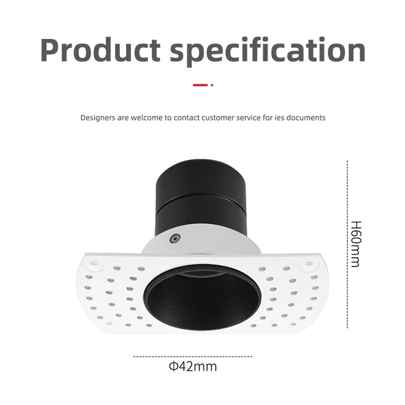 Led Frameless Recessed Downlight 5W Mini Spotlight Wall Washing Lamp Anti-glare White and Black Indoor Lighting 12Pcs/Lot