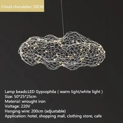 Danish Mesh Cloud Iron Restaurant LED Ceiling Pendant Lights Golden for Dinning Living Room Hanging Luminar Lamp Home Decor Lamp