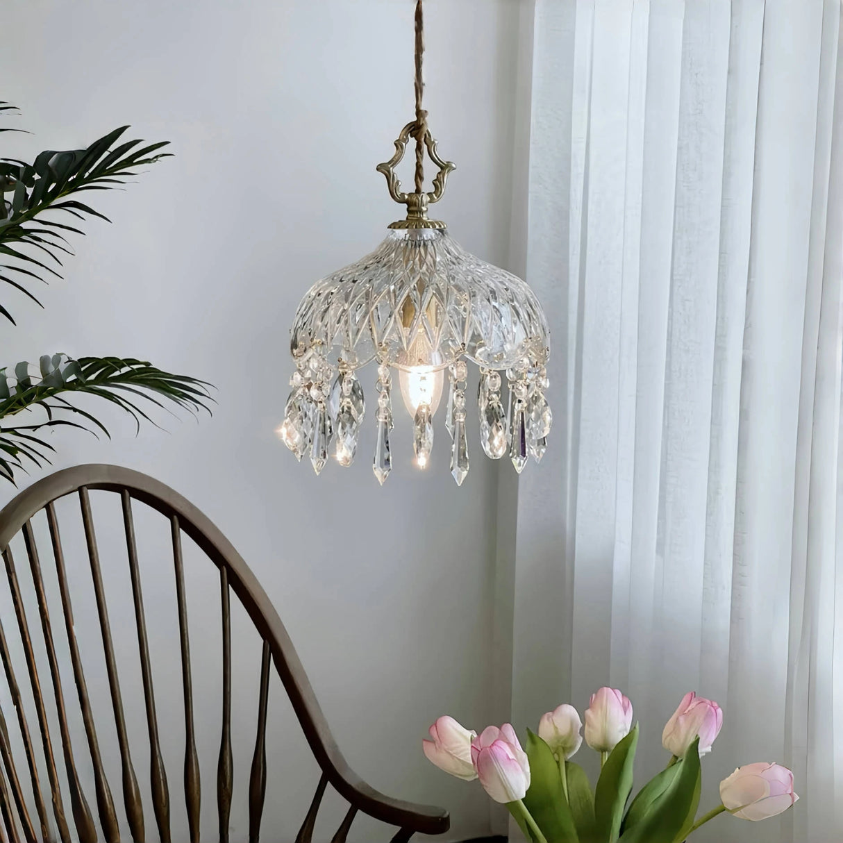 Vintage French Glass Pendant Lamp | Luxury Art Deco Ceiling Chandelier for Bedroom & Bar