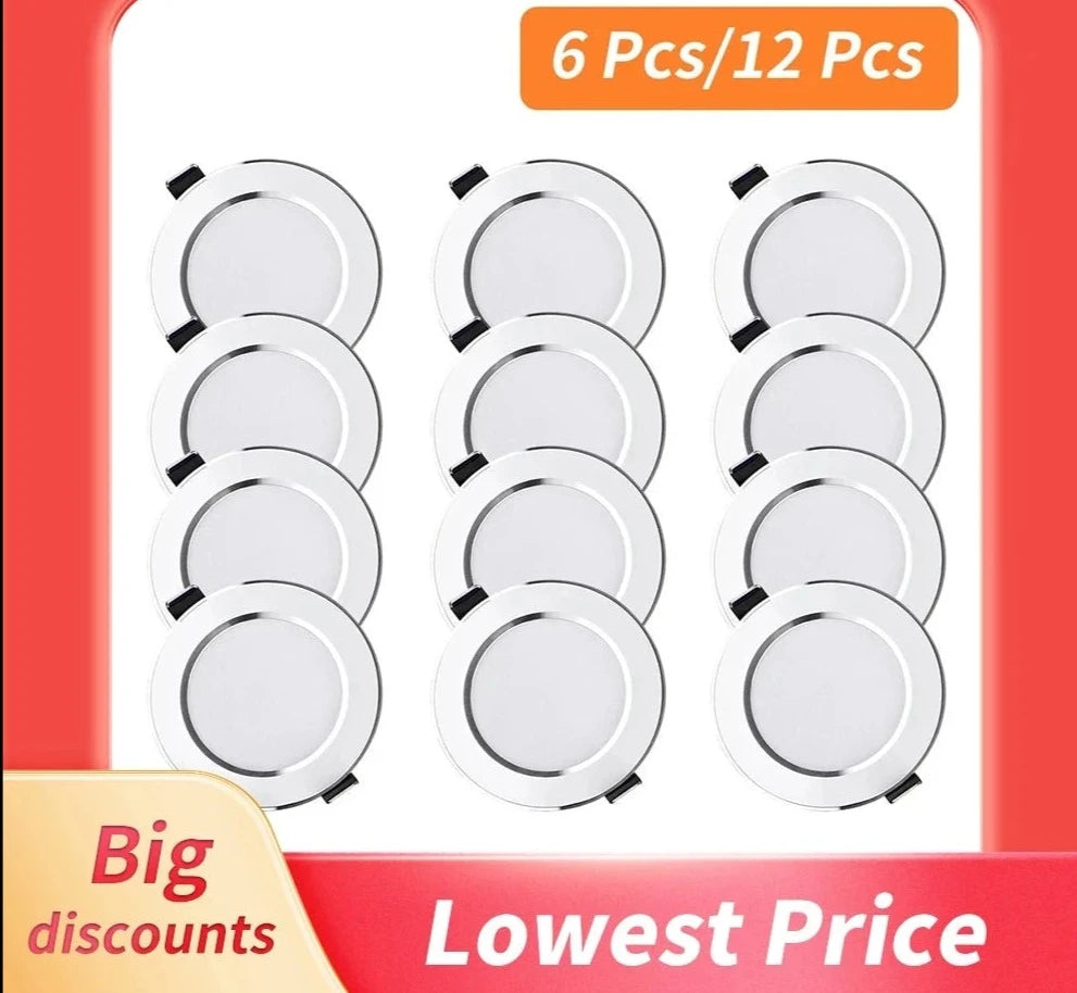 6/12PCS Led Downlight Recessed Ceiling Lamp 5W 9W 12W 15W Three-Color Dimmable/Cold white/Warm white 110V/220V Led Spotlight