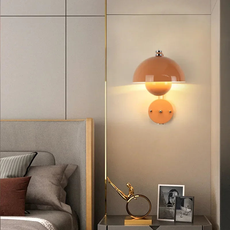 E27 Nordic Wall Lamp LED Torch Bedside Lamps Indoor Lighting Fixture Mushroom Sconces Creative Macaron Switch for Living Room