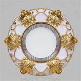 European Square Resin Golden Lace LED Recessed Downlight (3W/5W 220V) - Luxury Vintage Ceiling Spotlight Fixture (Fits 7.5cm Cutout) for Foyer, Dining Room & Corridor Decor