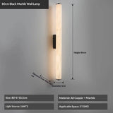 Spanish Natural Marble Wall Sconce Lamp - Cylindrical Up & Down LED Wall Light Fixture for Bathroom, Bedroom, Stairs & Parlor Decor