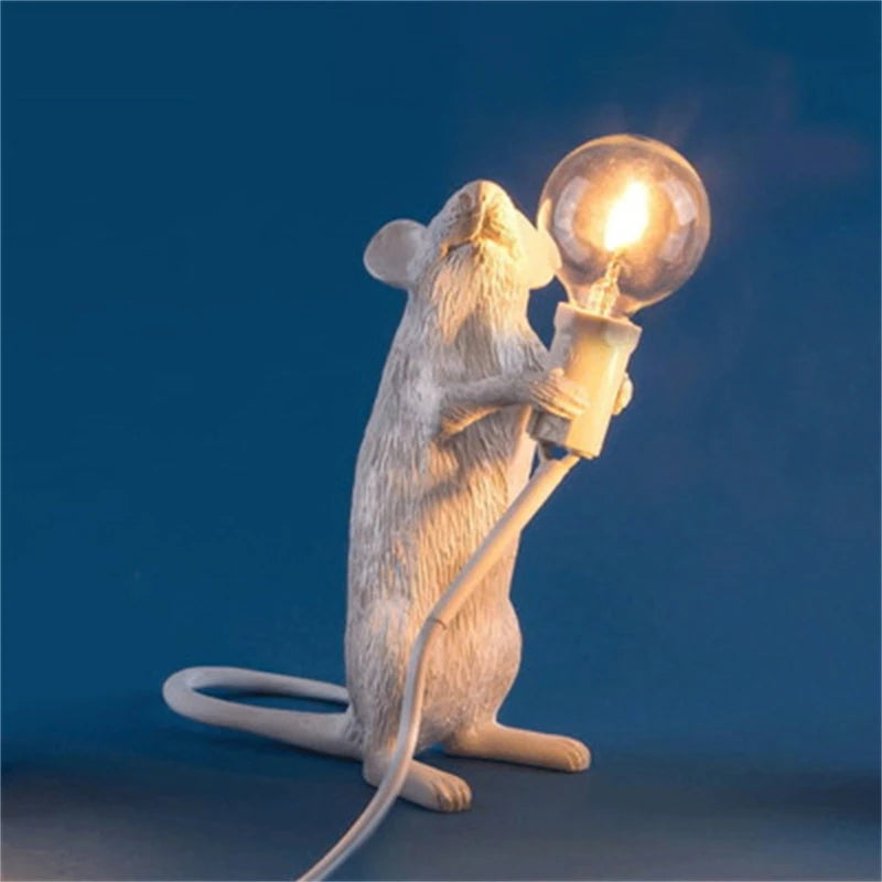 Modern Resin Animal Table Lamp - Mouse, Cat & Squirrel LED Night Light