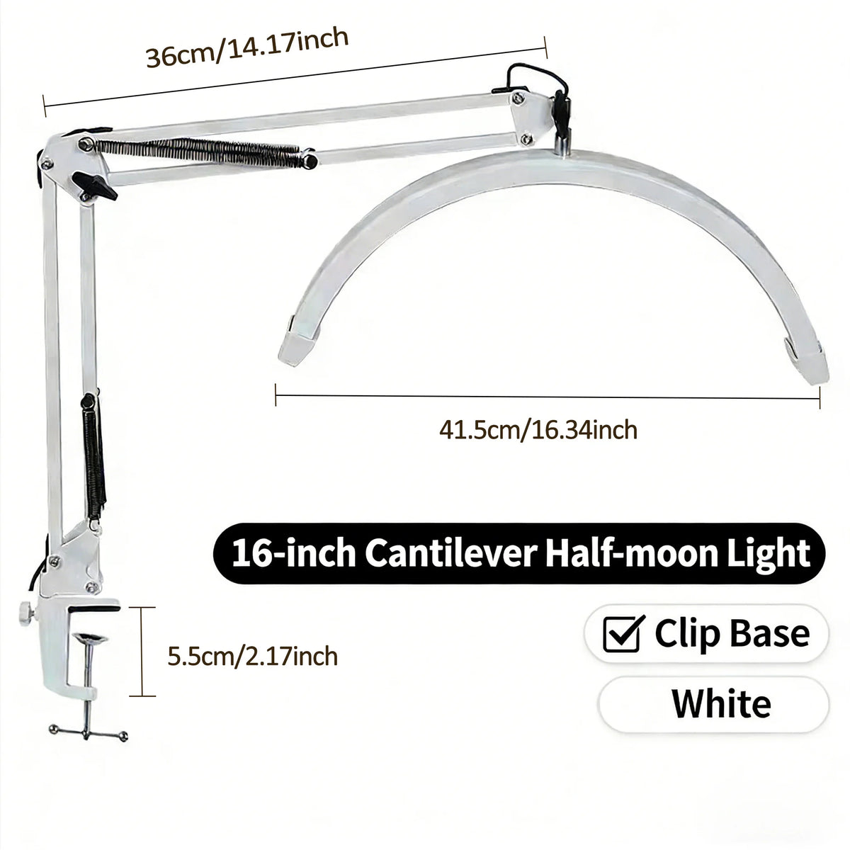 16-Inch U-Shaped Half-Moon LED Beauty Lamp - Eye-Protective Desk Light for Eyelash Extensions, Nail Art, Embroidery & Eyebrow Procedures