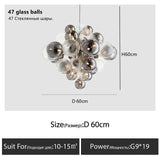 Luxury Smoke Gray Glass Bubble Ball Chandelier Living Room Nordic Bedroom Dining Hall Grape Pendant Lamp Home Lighting Fixtures