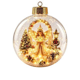 8cm Christmas Ball Ornament Acrylic with Light Xmas Hanging Decoration Transparent DIY Snowman Crystal Ball Christmas Decor