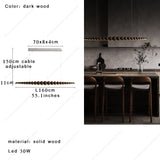 2026 Oriental Solid Wood Carving Chandelier - Long LED Dining Room Light